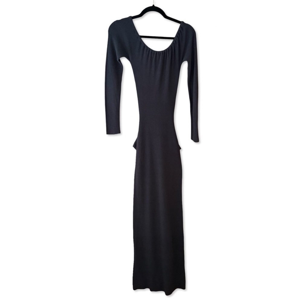 $890 NEW Aya Muse knitted maxi dress gray Long Sleeve knit sash tie sz Small - Picture 6 of 8